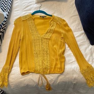 Lulus yellow Long crop top